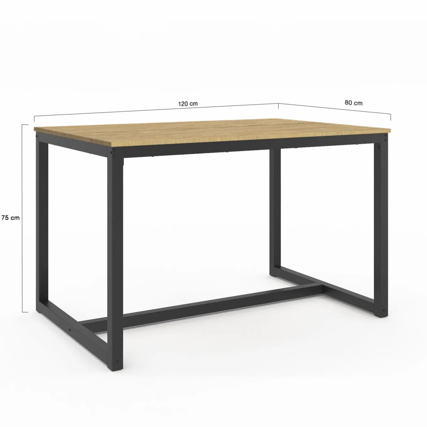 IDMarket Table à manger bois et métal noir 120 cm* Meubles En Bois|Collection Industrielle