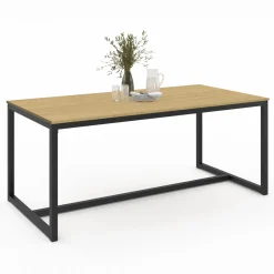 IDMarket Table à manger bois et métal noir 180 cm* Meubles Bas|Meubles En Bois