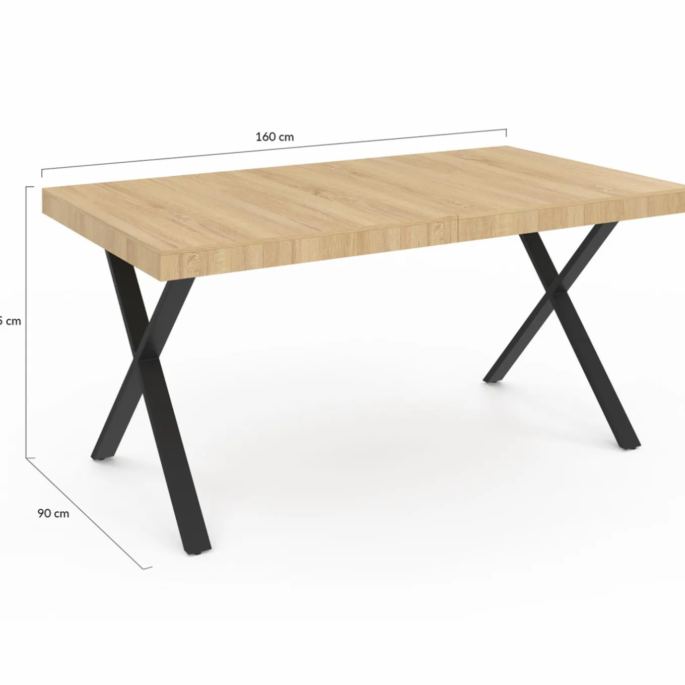IDMarket Table à manger bois et métal noir 160 cm* Meubles Bas|Collection Industrielle