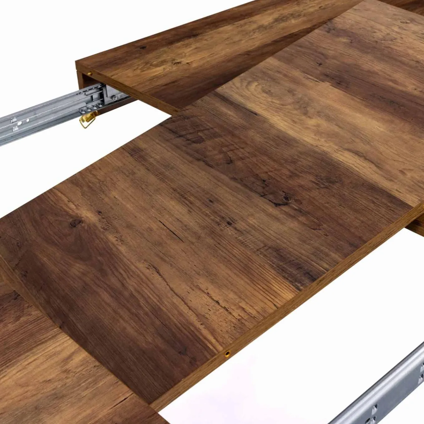 IDMarket Table à manger bois foncé extensible 6-10 personnes avec pied épingle* Collection Vintage|Collection Industrielle