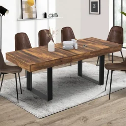 IDMarket Table à manger bois foncé extensible 6-10 personnes 160-200 cm* Collection Vintage|Tables