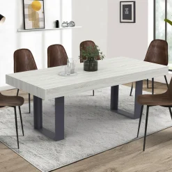 IDMarket Table à manger bois gris 200 cm* Collection Design|Collection Moderne