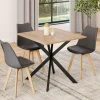 IDMarket Table à manger carrée 80 cm 4 personnes en bois et pied araignée en métal noir* Salle À Manger Complète|Tables Et Chaises