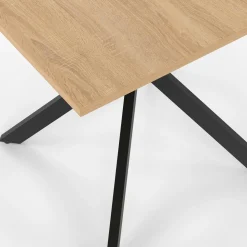 IDMarket Table à manger carrée 80 cm 4 personnes en bois et pied araignée en métal noir* Salle À Manger Complète|Tables Et Chaises