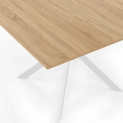 IDMarket Table à manger carrée 110 cm 8 personnes plateau en bois avec pied araignée en métal blanc* Collection Industrielle|Salle À Manger Complète