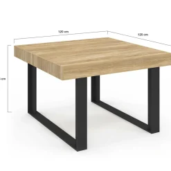 IDMarket Table à manger carrée 6 personnes bois et noir* Meubles En Bois|Tables