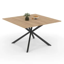 IDMarket Table à manger carrée bois et noir pour 8 personnes* Meubles En Bois|Tables