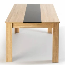 IDMarket Table à manger en bois imitation hêtre et noir 140 cm et 6 chaises noires* Collection Contemporaine|Salle À Manger Complète