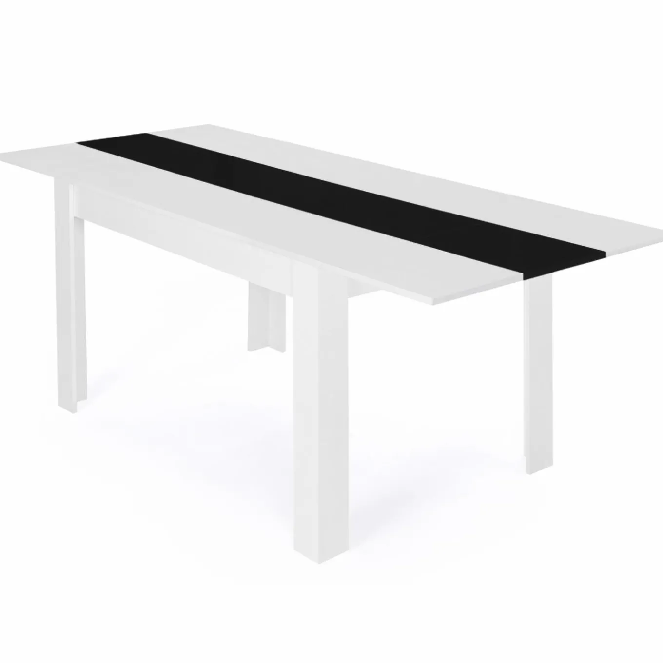 IDMarket Table à manger extensible rectangle blanche et noire 6-10 personnes 140-220 cm* Meubles Blancs|Collection Design