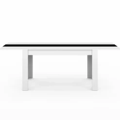 IDMarket Table à manger extensible rectangle blanche et noire 6-10 personnes 140-220 cm* Meubles Blancs|Collection Design