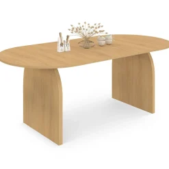 IDMarket Table à manger extensible ovale 6-10 personnes 160 - 200 cm en bois façon hêtre* Meubles En Bois|Tables