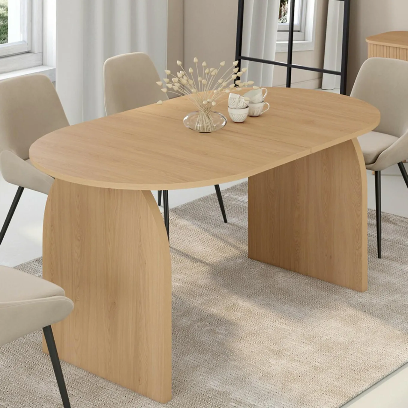 IDMarket Table à manger extensible ovale 6-10 personnes 160 - 200 cm en bois façon hêtre* Meubles En Bois|Tables