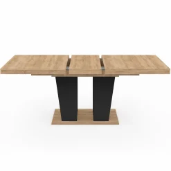 IDMarket Table à manger extensible avec pied central bois et noir* Collection Contemporaine|Salle À Manger Complète