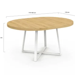IDMarket Table à manger extensible ronde 4-8 personnes bois et blanc 110-150 cm* Tables|Tables Et Chaises
