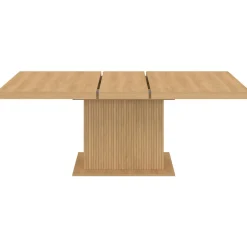 IDMarket Table à manger extensible 160-200 cm lattes tasseau bois avec rangement pied central 6-10 personnes* Collection Design|Collection Moderne