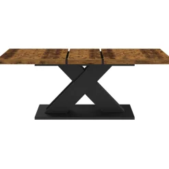 IDMarket Table à manger extensible rectangle 160-200 cm 6-10 personnes pied X noir et plateau bois foncé* Collection Vintage|Tables