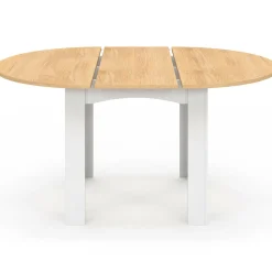 IDMarket Table à manger extensible ronde en bois 110-150 cm 4-8 personnes plateau façon hêtre* Meubles Blancs|Meubles En Bois