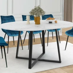 IDMarket Table à manger extensible ronde 4-8 personnes noire* Tables|Tables Et Chaises