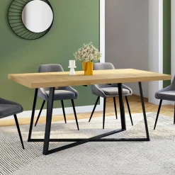 IDMarket Table à manger extensible rectangle 160-200 cm 6-10 personnes bois et noir* Collection Design|Collection Moderne