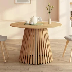 IDMarket Table à manger extensible ronde 4-10 personnes pied bois 110-200 cm* Tables|Collection Moderne