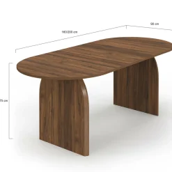 IDMarket Table à manger extensible japandi ovale 6-10 personnes noyer 160 - 200 cm* Meubles En Bois|Tables