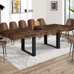 IDMarket Table à manger extensible rectangle bois et noir* Collection Design|Collection Vintage