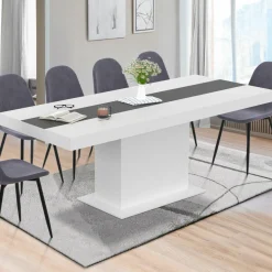 IDMarket Table à manger extensible rectangle blanche 160x200 cm* Collection Design|Tables Et Chaises