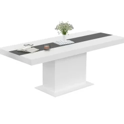 IDMarket Table à manger extensible rectangle blanche 160x200 cm* Collection Design|Tables Et Chaises