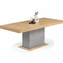 IDMarket Table à manger extensible 6-10 personnes bois et effet béton* Collection Design|Collection Moderne