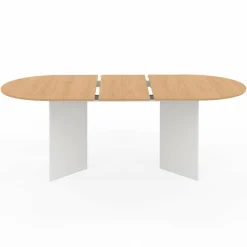 IDMarket Table à manger extensible ovale MARTHE 6 -10 personnes bois façon hêtre et blanc 160-200 cm* Meubles Blancs|Meubles En Bois