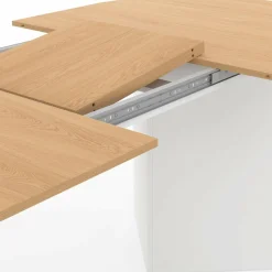 IDMarket Table à manger extensible ovale MARTHE 6 -10 personnes bois façon hêtre et blanc 160-200 cm* Meubles Blancs|Meubles En Bois