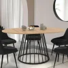 IDMarket Table à manger extensible ronde 110-150 cm 4-8 personnes bois et pied filaire noir* Tables Et Chaises|Tables