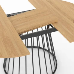 IDMarket Table à manger extensible ronde 110-150 cm 4-8 personnes bois et pied filaire noir* Tables Et Chaises|Tables