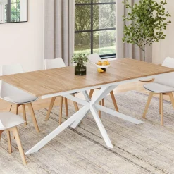 IDMarket Table à manger extensible rectangle pied araignée bois* Salle À Manger Complète|Tables Et Chaises