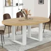 IDMarket Table à manger extensible ronde bois et blanc 110-150 cm pour 4 à 6 personnes* Tables|Tables Et Chaises