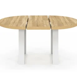 IDMarket Table à manger extensible ronde bois et blanc 110-150 cm pour 4 à 6 personnes* Tables|Tables Et Chaises
