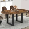 IDMarket Table à manger extensible ronde 4-6 personnes bois foncé effet vieilli et noir* Tables|Tables Et Chaises