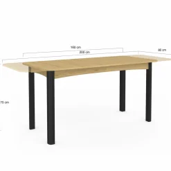 IDMarket Table à manger extensible rectangulaire bois et noir* Tables