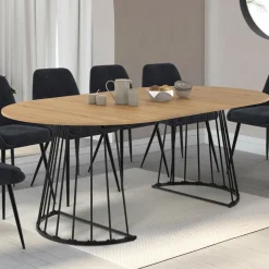IDMarket Table à manger extensible ronde 4-10 personnes bois et noir 110 - 200 cm* Tables|Tables Et Chaises