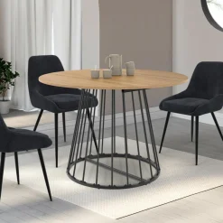 IDMarket Table à manger extensible ronde 4-10 personnes bois et noir 110 - 200 cm* Tables|Tables Et Chaises