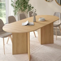IDMarket Table à manger extensible ovale 160-200 cm bois façon hêtre 6-10 personnes* Meubles En Bois|Collection Design