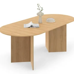 IDMarket Table à manger extensible ovale 160-200 cm bois façon hêtre 6-10 personnes* Meubles En Bois|Collection Design