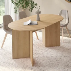 IDMarket Table à manger extensible ovale 160-200 cm bois façon hêtre 6-10 personnes* Meubles En Bois|Collection Design