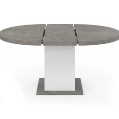 IDMarket Table à manger extensible ronde 4-8 personnes béton et blanc 120-160 cm* Meubles En Bois|Tables