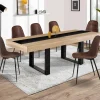 IDMarket Table à manger extensible 6-10 personnes bois et bande centrale noire* Collection Moderne|Salle À Manger Complète