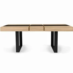 IDMarket Table à manger extensible 6-10 personnes bois et bande centrale noire* Collection Moderne|Salle À Manger Complète