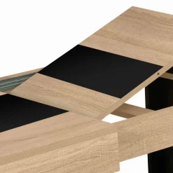 IDMarket Table à manger extensible 6-10 personnes bois et bande centrale noire* Collection Moderne|Salle À Manger Complète