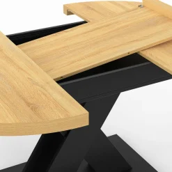 IDMarket Table à manger extensible ronde 4-8 personnes bois et noir 110 - 150cm* Tables|Salle À Manger Complète