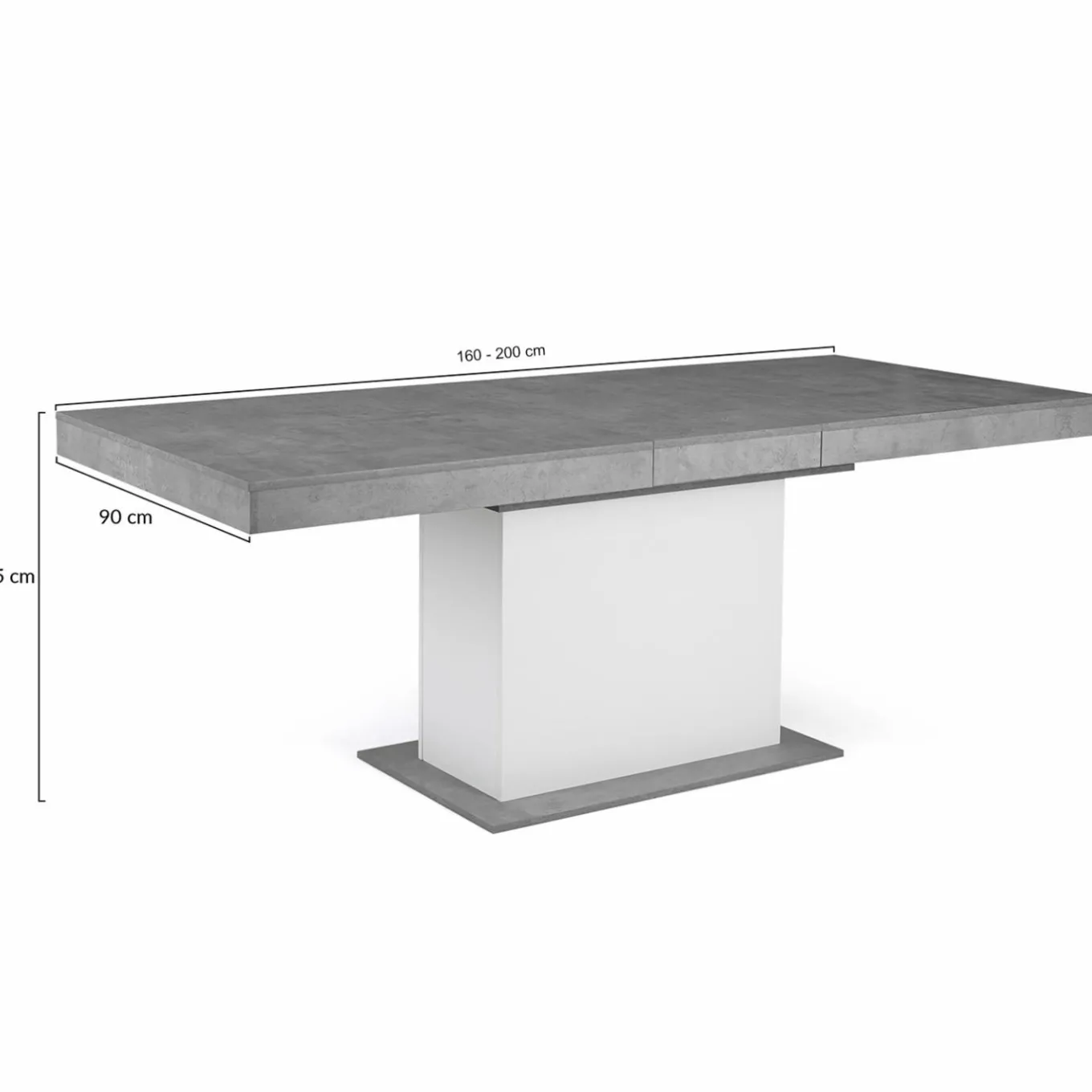 IDMarket Table à manger extensible béton et blanc 6-10 personnes 160-200 cm* Collection Design|Collection Moderne