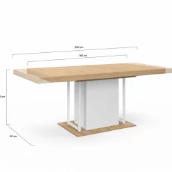 IDMarket Table à manger extensible rectangulaire bois façon hêtre et blanc* Tables|Tables Et Chaises